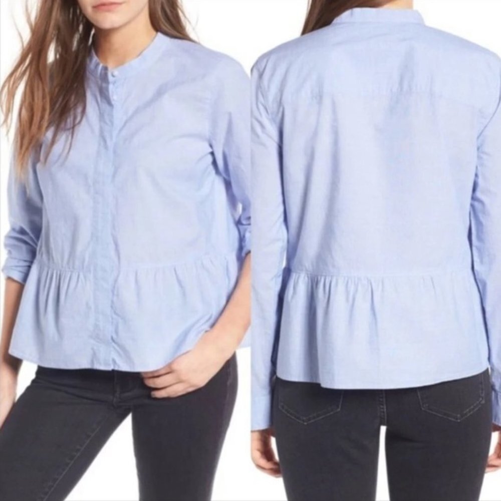 Madewell Lakeside Peplum‎ Shirt in Waterfall Blue